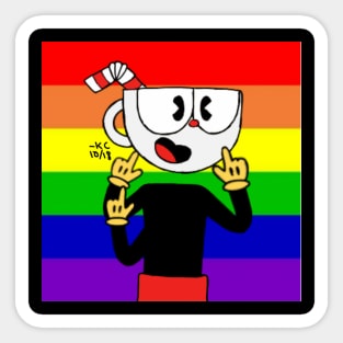 Triple Gay Cuphead Meme Sticker